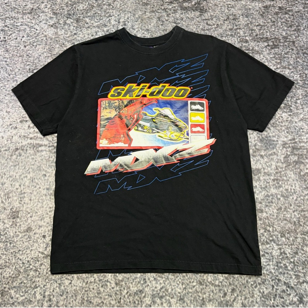Vintage Ski-Doo MXZ Sno Gear T Shirt Mens Medium Black Snowmobile Racing 90s Y2K